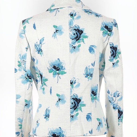 CASUAL CORNER Vintage BEAUTIFUL Blazer 🦋 Blue & White Floral SZ 12 EUC - Picture 3 of 10